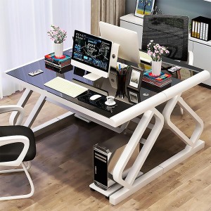 STRONG HAND OD3, Temp-Glass gaming Desk (120CM X 60CM X 75CM), Cable-management - WHITE  