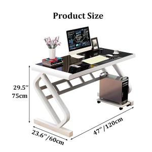 STRONG HAND OD3, Temp-Glass gaming Desk (120CM X 60CM X 75CM), Cable-management - WHITE  