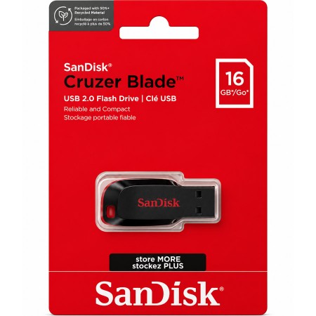 SanDisk Cruzer Blade 16GB USB 2.0 Flash Drive - Compact Portable Storage
