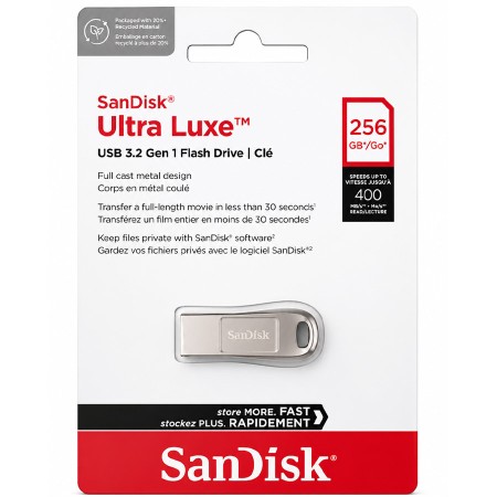 فلاش ميموري معدني SanDisk Ultra Luxe سعة 256GB - USB 3.2 - سرعة 400MB/s فلاش ميموري معدني SanDisk Ultra Luxe سعة 256GB - USB 3.2 - سرعة 400MB/s