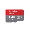 كرت ذاكرة SanDisk Ultra microSDXC UHS-I, سعة 512 جيجابايت, سرعة نقل تصل إلى 150 م/ثا, مقاوم للماء و الصدمات, متوافقة مع أجهزة أندرويد، الكاميرات، وطقم Nintendo Switch