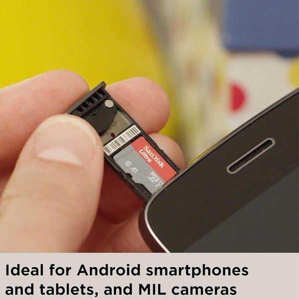 كرت ذاكرة SanDisk Ultra microSDXC UHS-I, سعة 512 جيجابايت, سرعة نقل تصل إلى 150 م/ثا, مقاوم للماء و الصدمات, متوافقة مع أجهزة أندرويد، الكاميرات، وطقم Nintendo Switch