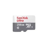 كرت ذاكرة SanDisk Ultra microSDXC UHS-I, سعة 256 جيجابايت, سرعة نقل تصل إلى 100 م/ثا, مقاوم للماء و الصدمات, متوافقة مع أجهزة أندرويد، الكاميرات، وطقم Nintendo Switch