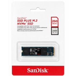 قرص تخزين داخلي SanDisk SSD PLUS سعة 250GB - واجهة M.2 NVMe PCIe Gen3 - 2400MB/s