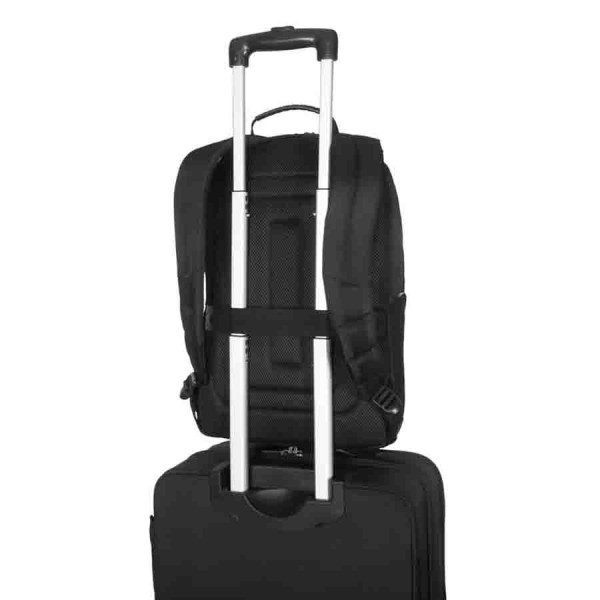 حقيبة ظهر TARGUS CN600GL Classic EcoSmart، تدعم 16 بوصة، مصنوعة من مواد معاد تدويرها صديقة للبيئة، قماش مقاوم للماء، مزودة بحزام تثبيت على حقيبة السفر