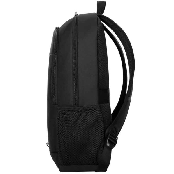 حقيبة ظهر TARGUS TBB943GL كلاسيك 15.6 بوصة، تحتوي على مساحة عمل داخلية لمستلزمات المكتب الأساسية، مزودة بحزام تثبيت على حقيبة السفر لسهولة التنقل