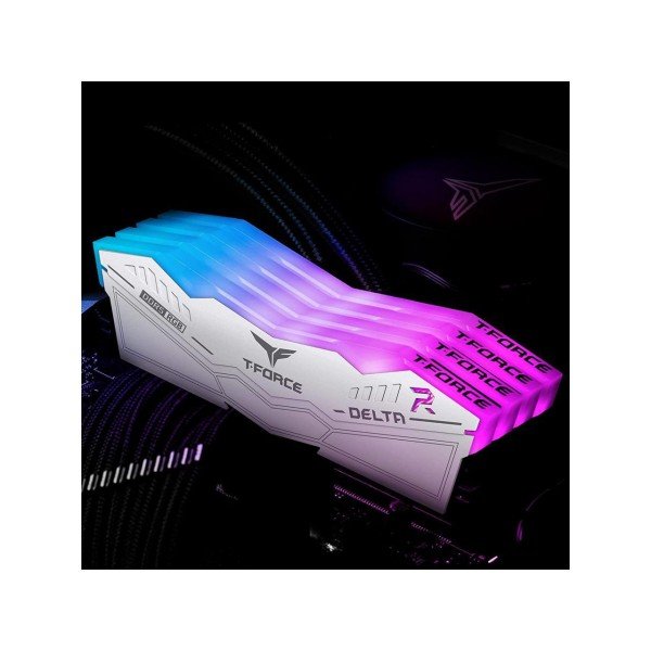 MEMORY TEAMGROUP T-Force DELTA RGB, 64GB (2×32GB), 6400MHz DDR5, CL40, Supports XMP and EXPO profiles - WHITE MEMORY TEAMGROUP T-Force DELTA RGB, 64GB (2×32GB), 6400MHz DDR5, CL40, Supports XMP and EXPO profiles - WHITE