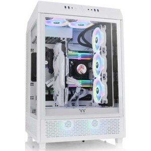 صندوق Thermaltake The Tower 500 من الزجاج المقوّى، ميد تاور، دعم E-ATX، مادة SPCC، 9 فتحات توسعة، أبيض