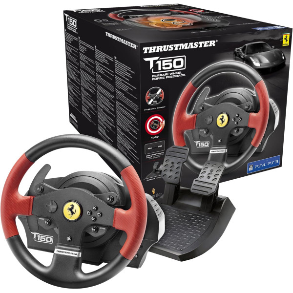 ثرست ماستر T150 Force Feedback Ferrari Edition عجلة سباق متعددة الاستخدامات بتصميم مستوحى من فيراري, مخصصة لأجهزة بلايستيشن 4، بلايستيشن 3، والـ PC ثرست ماستر T150 Force Feedback Ferrari Edition عجلة سباق متعددة الاستخدامات بتصميم مستوحى من فيراري, مخصصة لأجهزة بلايستيشن 4، بلايستيشن 3، والـ PC