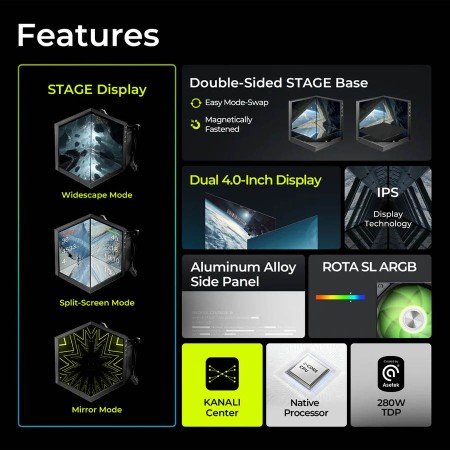 TRYX STAGE 360 ARGB 360mm  AIO Liquid Cooler Gaming Dual IPS Display Technology