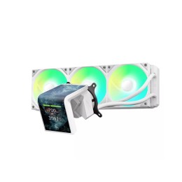مبرد مائي احترافي TRYX Panorama SE, مقاس 360 مم ب 3 مراوح 120مم تدعم ARGB, شاشة AMOLED عالية الدقة, معدل تحديث 60 هرتز, دعم كامل لمعالجات Intel و AMD - أبيض