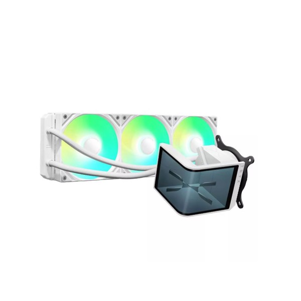 TRYX Panorama SE 360 ARGB 360mm Liquid Cooler, rotatable AMOLED display, 60Hz, 3 × 120mm ARGB Fans - WHITE