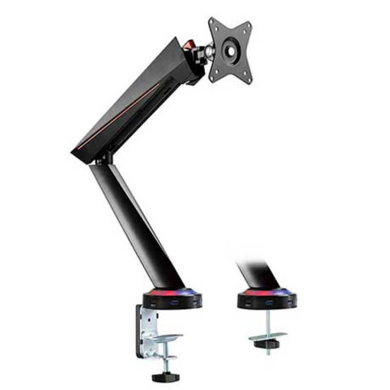 Twisted Minds 17"-32" Single Monitor Pro Gaming RGB Desk Mount - Adjustable Die-Cast Aluminum Gas Spring With USB 3.0