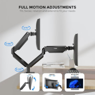 Monitor Arm TWISTED MINDS Dual  – Supports 17 to 32 inch Screens – Sturdy Aluminum Build with Full Adjustability