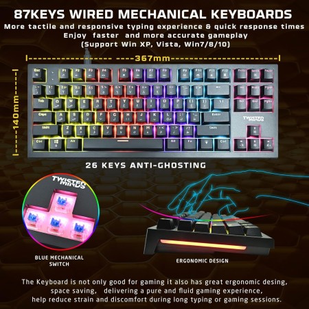 طقم ألعاب متكامل TWISTED MINDS HORIZON-X – لوحة مفاتيح، فأرة، سماعة، لوحة ماوس بإضاءة RGB طقم ألعاب متكامل TWISTED MINDS HORIZON-X – لوحة مفاتيح، فأرة، سماعة، لوحة ماوس بإضاءة RGB