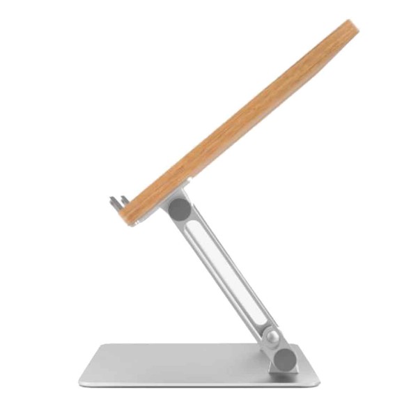 UPERGO HEIGHT ADJUSTABLE LAPTOP STAND With WOODEN METAL BASE– Silver