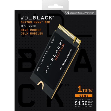 WD_BLACK SN770M M.2 2230 PCIe Gen4 NVMe SSD up to 5150MB/s, TLC 3D NAND - 1TB WD_BLACK SN770M M.2 2230 PCIe Gen4 NVMe SSD up to 5150MB/s, TLC 3D NAND - 1TB