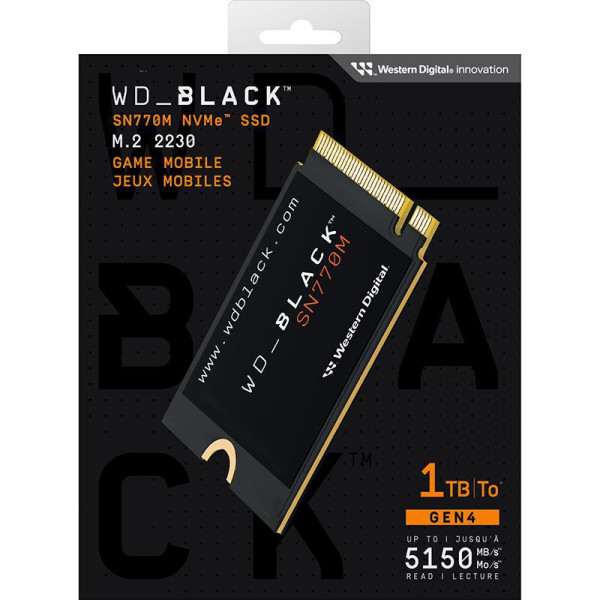 وسيط تخزين داخلي WD_BLACK SN770M مقاس M.2 2230 يدعم منفذ PCIe Gen4 سرعة قراءة تصل إلى 5150 ميجابايت/ثانية - 1 تيرابايت