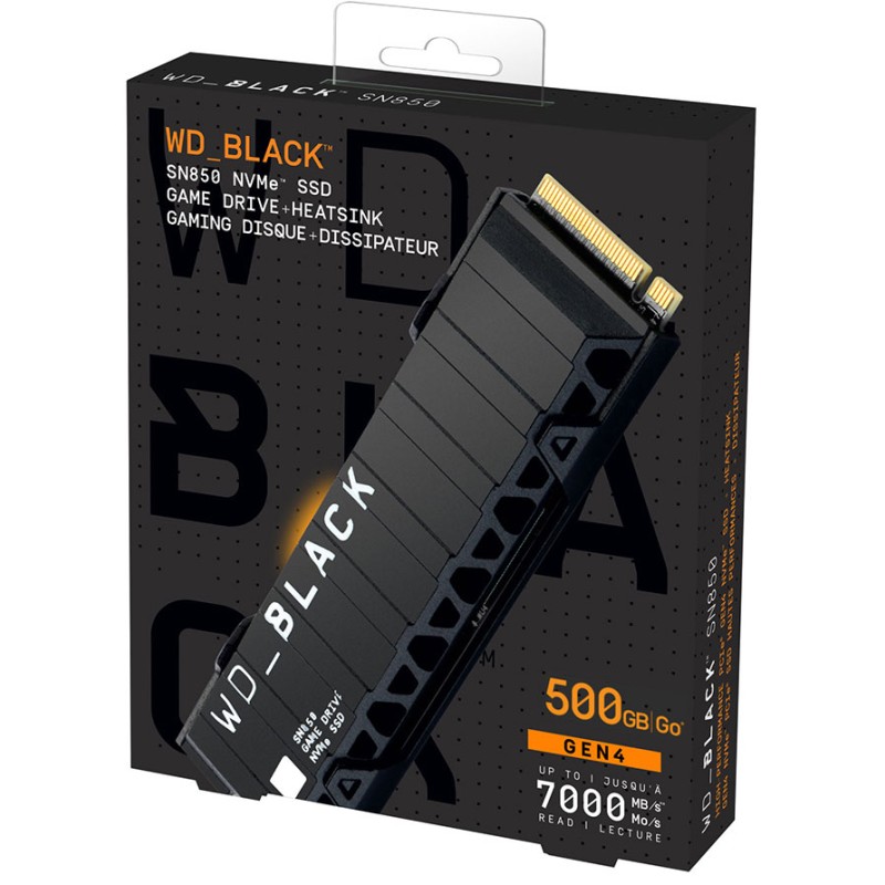 WD BLACK SN850 500GB NVMe Internal Gaming SSD with Heatsink - Works with Pc and Playstation 5, Gen4 PCIe, M.2 2280, Up to 7,000 MB/s