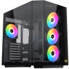صندوق احترافي XIGMATEK CUBI II مع 7 مراوح ARGB مُثبتة مسبقًا، يدعم لوحات E-ATX و ATX و Micro-ATX، مزوّد بواجهة I/O تشمل منفذ USB-C ومنفذين USB 3.0 - اسود