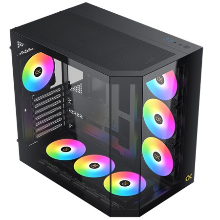 Xigmatek Cubi II Case - 7 ARGB Fans - E-ATX Support - USB-C & USB 3.0 - Black