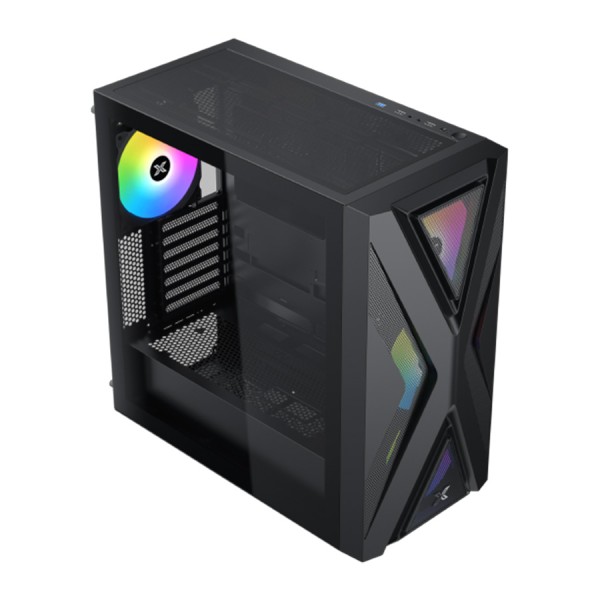 كيس كمبيوتر XIGMATEK Hyperion بتصميم Mid-Tower أنيق، مزوّد بـ 4 مراوح RGB مثبتة مسبقًا – اسود