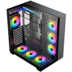 صندوق احترافي XIGMATEK Aqua V مع مراوح ARGB مُثبّتة مسبقًا، يدعم لوحات E-ATX وATX وMicro-ATX، مع منافذ I/O تتضمن USB-C ومنفذي USB 3.0 مزدوجين - اسود صندوق احترافي XIGMATEK Aqua V مع مراوح ARGB مُثبّتة مسبقًا، يدعم لوحات E-ATX وATX وMicro-ATX، مع منافذ I/O تتضمن USB-C ومنفذي USB 3.0 مزدوجين - اسود
