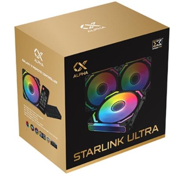 XIGMATEK ALPHA STARLINK ULTRA ARCTIC 3 PCs COOLING FAN With CONTROLLER - BLACK - مراوح اكسجماتيك الفا ستارلينك الترا - اسود