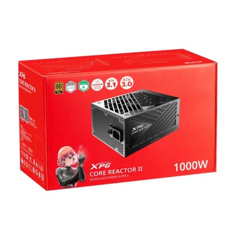 POWER SUPPLY XPG CORE REACTOR II 1000 Watt, ATX Factor, Fully modular design, ATX 3.1 ready, 80 PLUS GOLD - BLACK POWER SUPPLY XPG CORE REACTOR II 1000 Watt, ATX Factor, Fully modular design, ATX 3.1 ready, 80 PLUS GOLD - BLACK