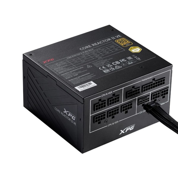 مزود طاقة XPG CORE REACTOR II, بقدرة 850 واط, كفاءة 80+ Gold, دعم معيار ATX 3.1 و PCIe 5.0, كابلات قابلة للفصل Fully Modular لسهولة التركيب - أسود