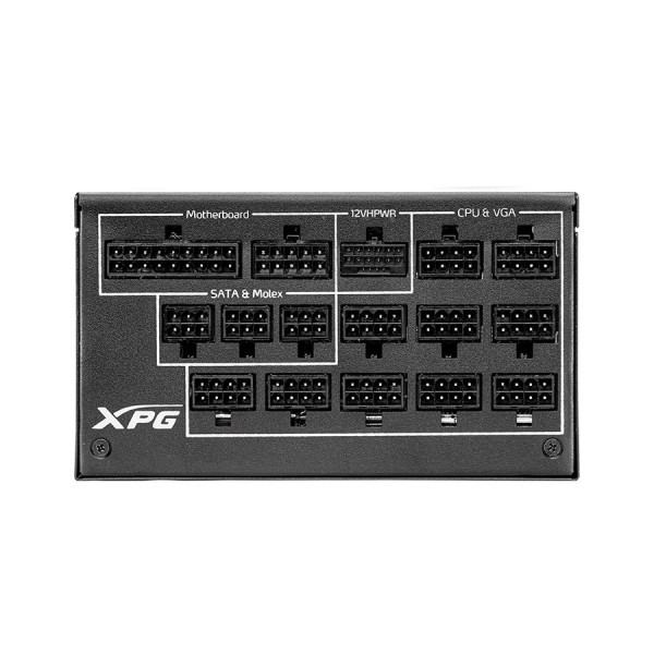 مزود طاقة XPG CYBERCORE II, بقدرة 1300 واط, شهادة كفاءة 80+ Platinum, دعم معيار ATX 3.1, كابلات قابلة للفصل Fully Modular لسهولة التركيب - أسود