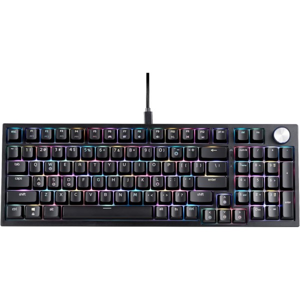 XPG Sorcerer 96% Gaming Keyboard, compact layout, XPG Mechanical Switches with linear, Detachable USB-C cable, 100% Anti-Ghosting - BLACK