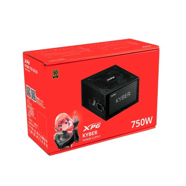 XPG KYBER 750 Watt,  Fully modular cables, ATX 3.1,  80 PLUS GOLD Power Supply - BLACK