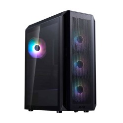 صندوق احترافي XPG Valor Air Plus, يأتي مع 4 مراوح مضيئة مثبتة مسبقا مقاس 120 مم, يدعم لوحات ATX / Micro-ATX / Mini-ITX - أسود