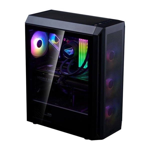 صندوق احترافي XPG Valor Air Plus, يأتي مع 4 مراوح مضيئة مثبتة مسبقا مقاس 120 مم, يدعم لوحات ATX / Micro-ATX / Mini-ITX - أسود