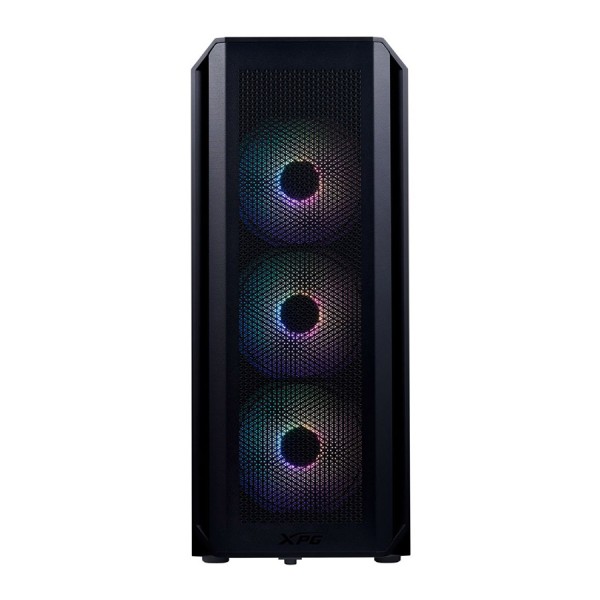 صندوق احترافي XPG Valor Air Plus, يأتي مع 4 مراوح مضيئة مثبتة مسبقا مقاس 120 مم, يدعم لوحات ATX / Micro-ATX / Mini-ITX - أسود