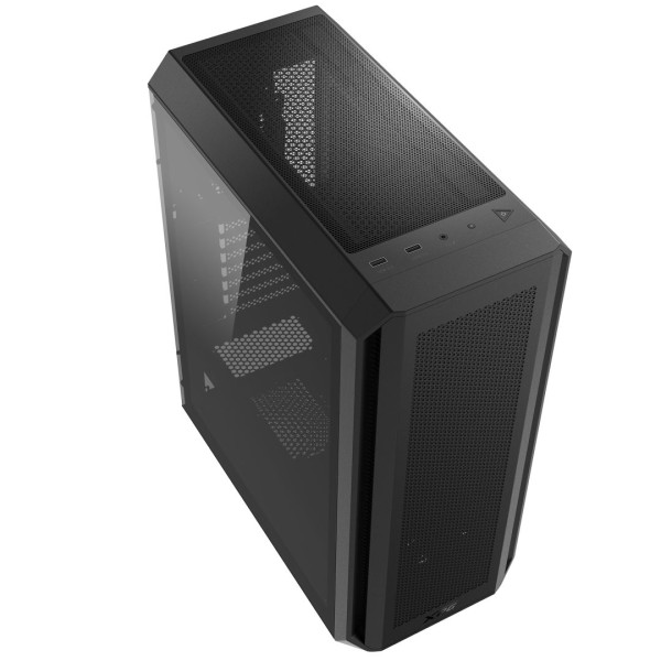صندوق احترافي XPG Valor Air Plus, يأتي مع 4 مراوح مضيئة مثبتة مسبقا مقاس 120 مم, يدعم لوحات ATX / Micro-ATX / Mini-ITX - أسود