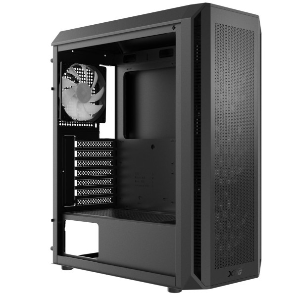 صندوق احترافي XPG Valor Air Plus, يأتي مع 4 مراوح مضيئة مثبتة مسبقا مقاس 120 مم, يدعم لوحات ATX / Micro-ATX / Mini-ITX - أسود
