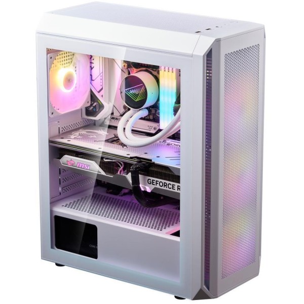 صندوق احترافي XPG Valor Air Plus, يأتي مع 4 مراوح مضيئة مثبتة مسبقا مقاس 120 مم, يدعم لوحات ATX / Micro-ATX / Mini-ITX - أبيض