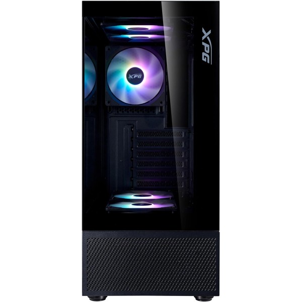 صندوق ميني XPG Invader X Mini, يأتي مع 5 مراوح ARGB بحجم 120 مم, يدعم اللوحات ATX / Micro-ATX / Mini-ITX - أسود
