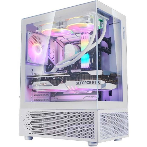 صندوق ميني XPG Invader X Mini, يأتي مع 5 مراوح ARGB بحجم 120 مم, يدعم اللوحات ATX / Micro-ATX / Mini-ITX - أيبض