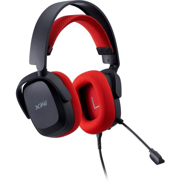 سماعة رأس احترافية XPG PRECOG Studio, صوت محيطي 7.1, ميكروفون قابل للإزالة, اتصال عبر USB-C, تصميم Over-Ear - أسود/أحمر