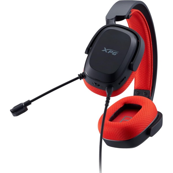 سماعة رأس احترافية XPG PRECOG Studio, صوت محيطي 7.1, ميكروفون قابل للإزالة, اتصال عبر USB-C, تصميم Over-Ear - أسود/أحمر