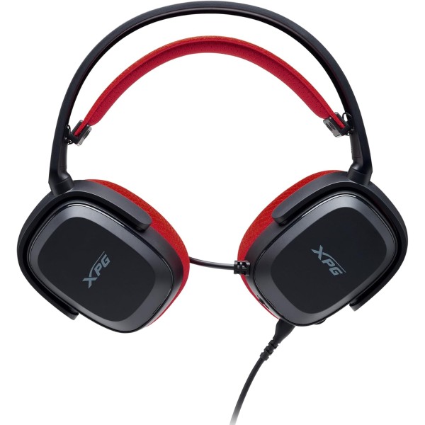 سماعة رأس احترافية XPG PRECOG Studio, صوت محيطي 7.1, ميكروفون قابل للإزالة, اتصال عبر USB-C, تصميم Over-Ear - أسود/أحمر