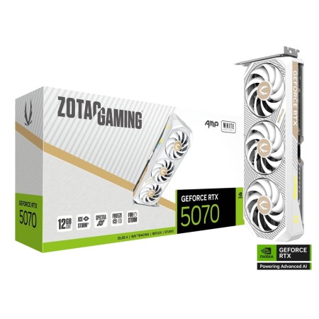 كرت شاشة ZOTAC RTX 5070 AMP White Edition - سعة 12GB GDDR7 - ثلاث مراوح كرت شاشة ZOTAC RTX 5070 AMP White Edition - سعة 12GB GDDR7 - ثلاث مراوح