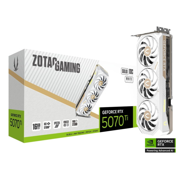 زوتاك قيمينج انفيديا جيفورس RTX 5070Ti 16GB GDDR7 - كرت شاشة أبيض 3 مراوح زوتاك قيمينج انفيديا جيفورس RTX 5070Ti 16GB GDDR7 - كرت شاشة أبيض 3 مراوح
