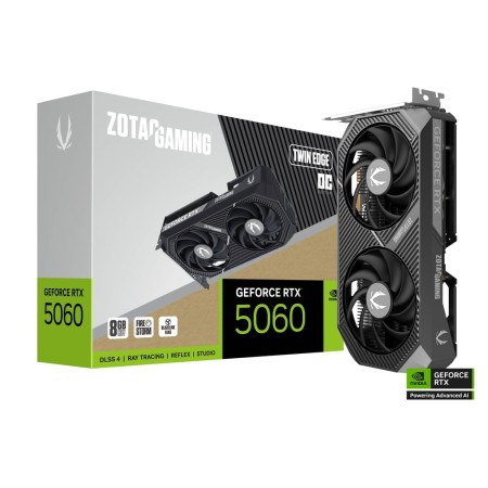 ZOTAC GAMING GeForce RTX 5060 Twin Edge OC 8GB Graphics Card, GDDR7 128-Bit Memory, 2527 MHz Engine Clock, 28 Gbps Memory Clock, 3840 CUDA | ZT-B50600H-10M ZOTAC GAMING GeForce RTX 5060 Twin Edge OC 8GB Graphics Card, GDDR7 128-Bit Memory, 2527 MHz Engine Clock, 28 Gbps Memory Clock, 3840 CUDA | ZT-B50600H-10M
