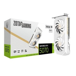 كرت شاشة احترافي ZOTAC Twin Edge RTX 5070, ذاكرة 12GB GDDR7, تبريد ثنائي المراوح,  اصدار مكسور السرعة OC, واجهة PCIe 5.0 , يدعم تقنيات  Ray Tracing وDLSS 4 و NVIDIA Reflex - أبيض 