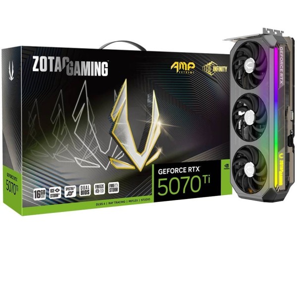 GRAPHIC CARD ZOTAC GAMING AMP Extreme INFINITY , 16GB GDDR7, Triple-fan IceStorm 3.0  PCIe 5.0, support DLSS4 & Ray Tracing - ZT-B50710B-10P