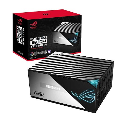 مزود الطاقة ASUS ROG THOR 1600W, تدعم ATX 3.0, قدرة تصل إلى 1600 واط, كفاءة 80 PLUS Titanium, مروحة IP5X, كابلات كاملة قابلة للفصل, شاشة OLED, إضاءة AURA RGB - أسود مزود الطاقة ASUS ROG THOR 1600W, تدعم ATX 3.0, قدرة تصل إلى 1600 واط, كفاءة 80 PLUS Titanium, مروحة IP5X, كابلات كاملة قابلة للفصل, شاشة OLED, إضاءة AURA RGB - أسود